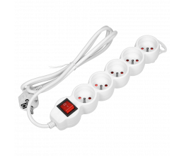 Rallonge multiprise 5 prises avec interrupteur couleur blanche - Orno