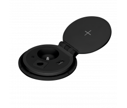 Prise encastrable noire avec chargeur à induction, prise USB et emplacement extension - Orno