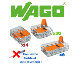 Lot de 50 borniers de connexion avec levier (14x2 + 30x3 + 6x5) - WAGO