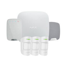 Kit d'alarme professionnelle avec clavier, sirène et 3 détecteurs version blanche - Ajax Systems