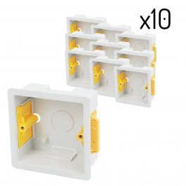 Lot de dix boîtes d'encastrement carrées 35 mm blanches - Appleby