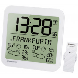 Horloge blanche avec grand écran LCD et prévisions météos sur 4 jours - Bresser