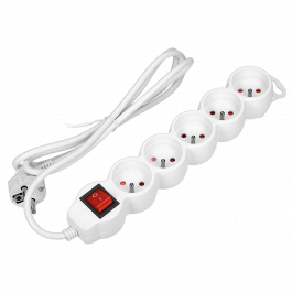Rallonge multiprise 5 prises avec interrupteur couleur blanche - Orno