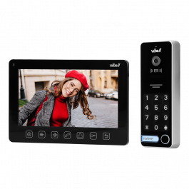 Kit Interphone 7 pouces avec écran, lecteur de badge et digicode version noir - Vibell