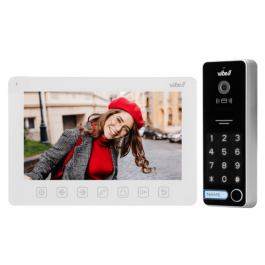 Kit Interphone 7 pouces avec écran, lecteur de badge et digicode version blanc - Vibell