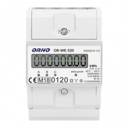Compteur d'énergie triphasé certification MID avec afficheur et sortie impulsion - ORNO