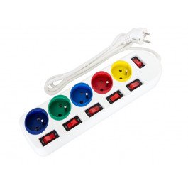 Bloc multiprise couleur avec 6 interrupteurs (un pour chaque sortie) - Wizelec
