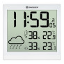 Horloge murale blanche avec grand écran LCD et prévisions météos 24h - Bresser