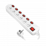 Multiprise avec 6 prises et un interrupteur par prise avec disjoncteur surtension blanche - Orno