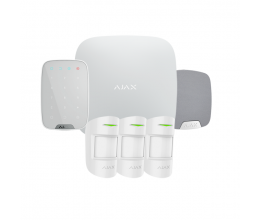 Kit d'alarme professionnelle avec clavier, sirène et 3 détecteurs version blanche - Ajax Systems