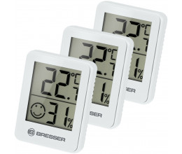 Lot de 3 Thermomètre et Hygromètre avec affichage LCD blanc - Bresser