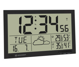 Horloge murale avec mesure de température et affichage météo couleur noir - Bresser