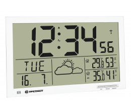 Horloge murale avec mesure de température et affichage météo couleur blanc - Bresser