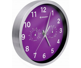 Horloge murale 25cm MyTime avec température et humidité couleur violette - Bresser