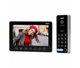 Kit Interphone 7 pouces avec écran, lecteur de badge et digicode version noir - Vibell